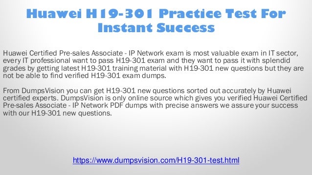 Huawei Certified Pre-sales Associate-IP Network Test H19-301 Exam QA PDF+SIM