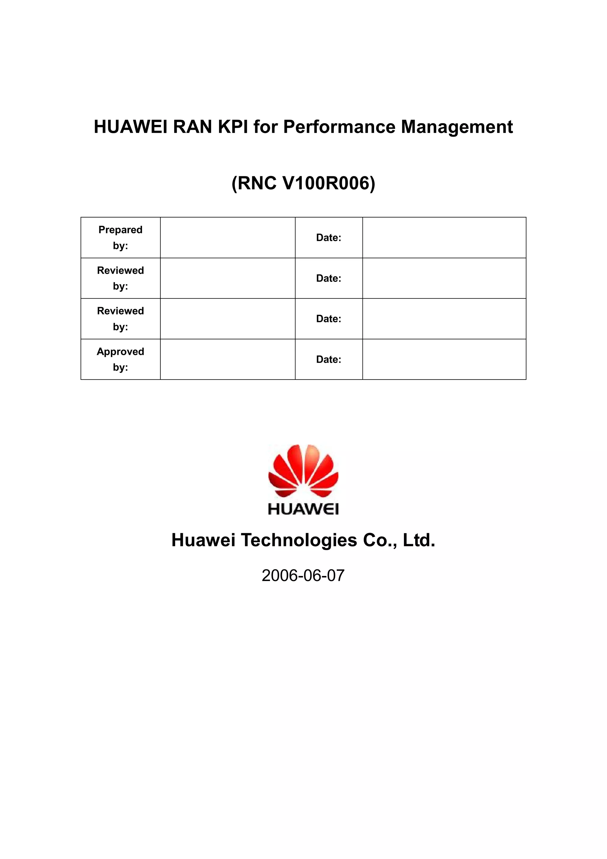Huawei ran kpi_for_performance_managemen | PDF