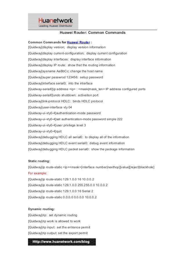 Huawei router common commands