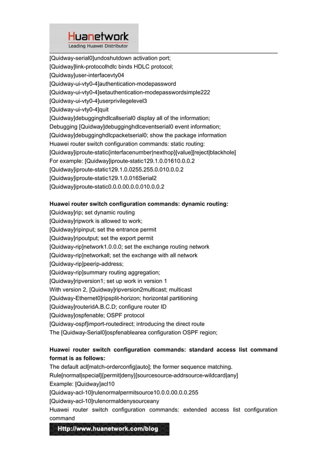 Huawei switch configuration commands
