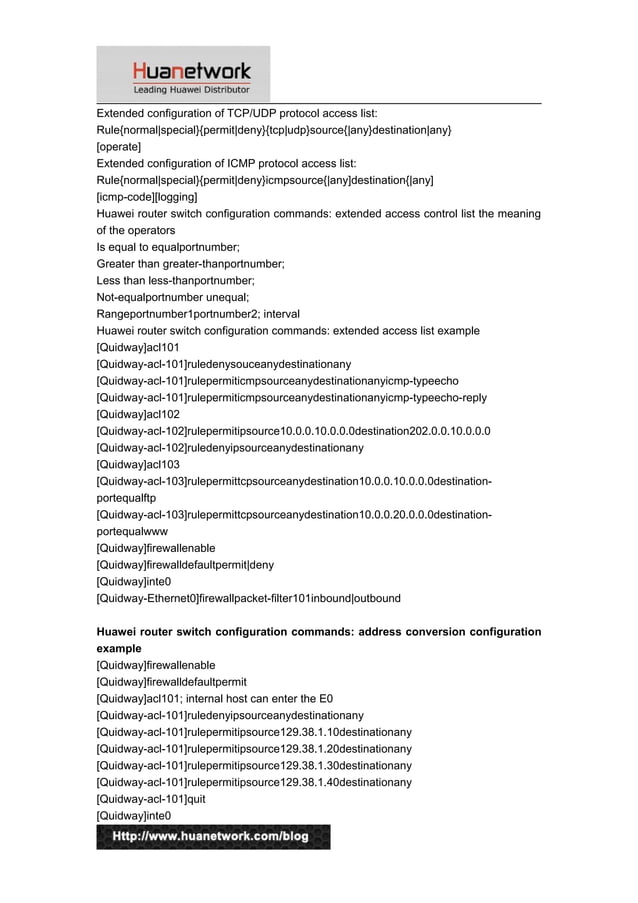 Huawei switch configuration commands