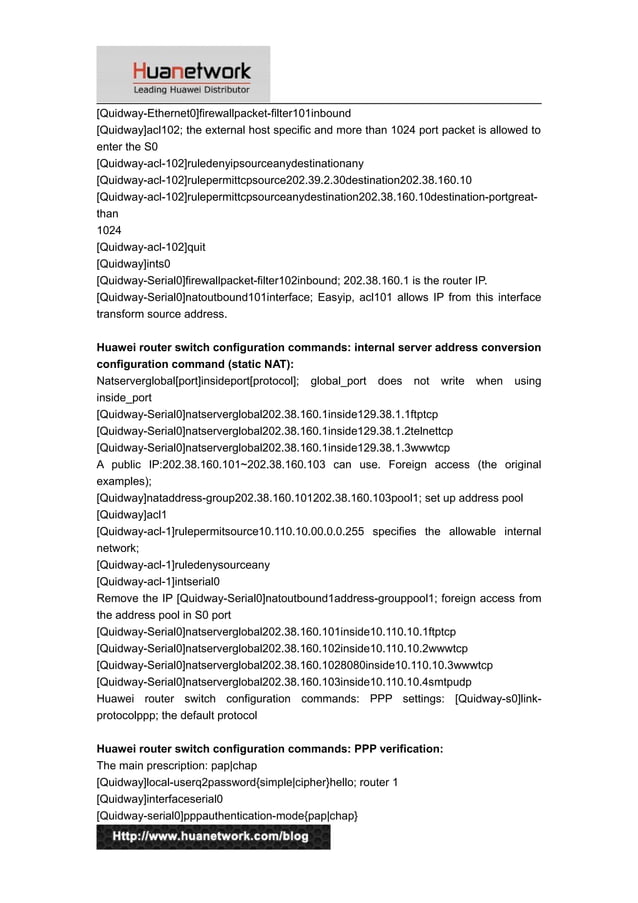 Huawei switch configuration commands