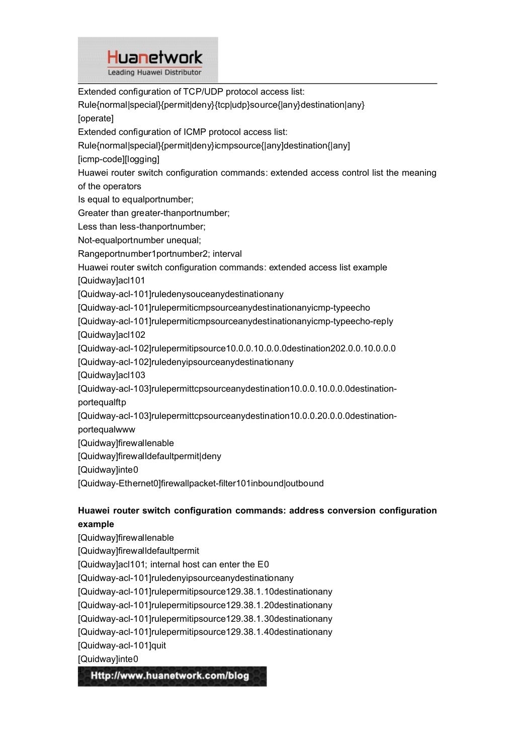 Huawei switch configuration commands