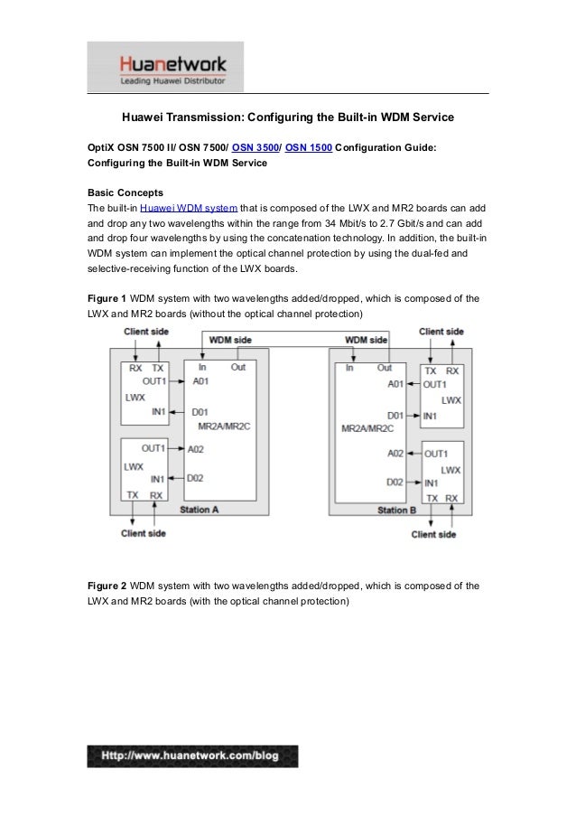 Huawei transmission configuring the built in wdm service