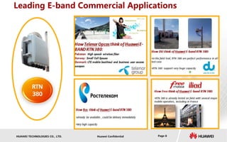Leading E-band Commercial Applications 
RTN 
380 
HUAWEI TECHNOLOGIES CO., LTD. Huawei Confidential Page 8 
 