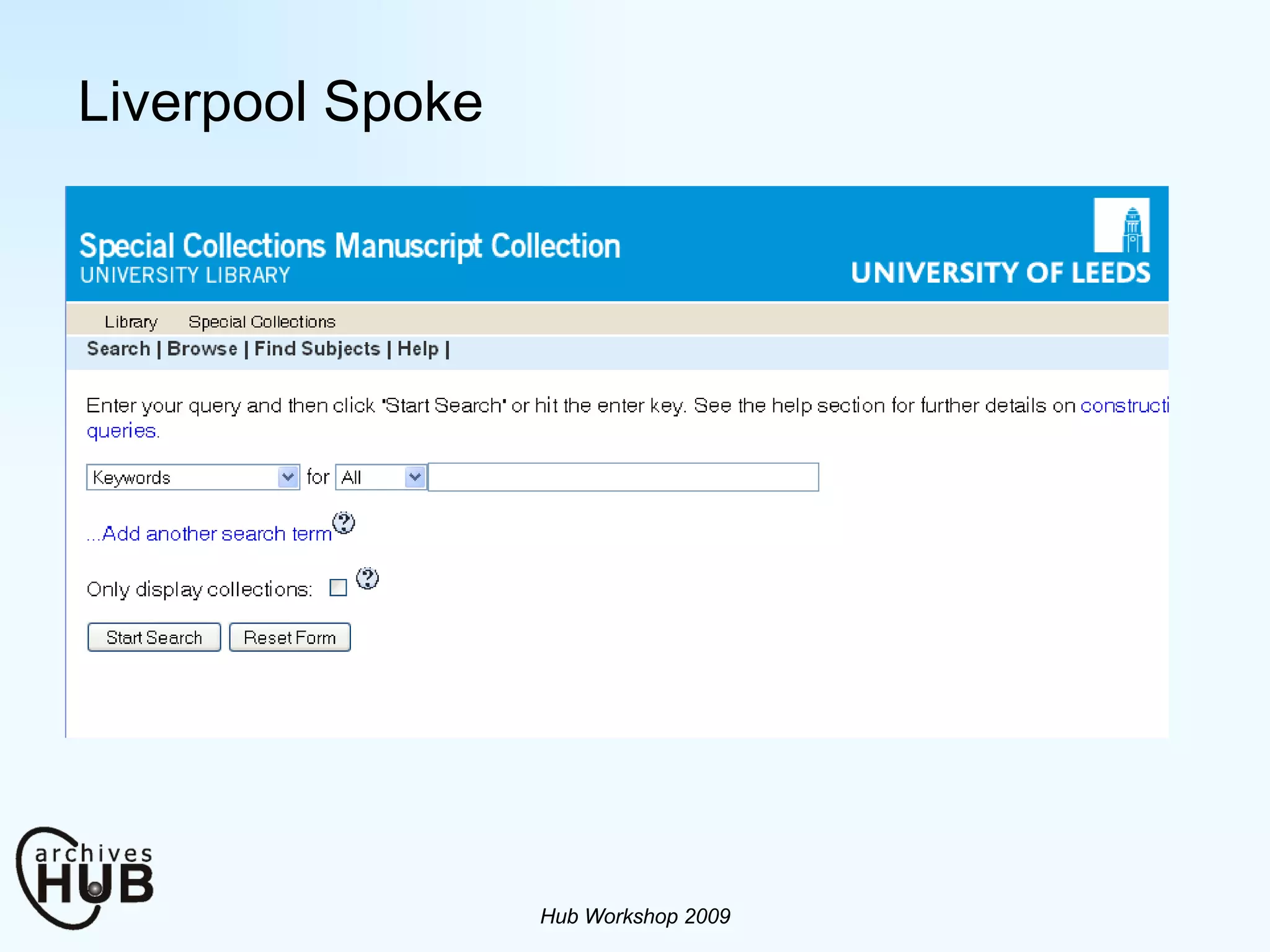 Liverpool Spoke Hub Workshop 2009 