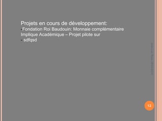 Jean-Luc Roux 28/04/2010 Projets en cours de développement: Fondation Roi Baudouin: Monnaie complémentaire Implique Académique – Projet pilote sur  sdfqsd  