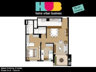 Aptos 2 dorms. (1 suíte) 
Finais 3 e 4 - Torre A  