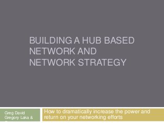 BUILDING A HUB BASED
NETWORK AND
NETWORK STRATEGY
How to dramatically increase the power and
return on your networking efforts
Greg David
Gregory Laka &
 