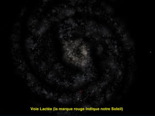 Voie Lactée (la marque rouge indique notre Soleil)
 