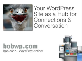 Your WordPress
                     Site as a Hub for
                     Connections &
                     Conversation



bob dunn - WordPress trainer
 