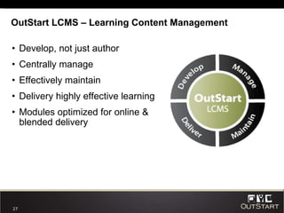 OutStart LCMS – Learning Content Management ,[object Object],[object Object],[object Object],[object Object],[object Object]