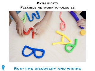 Dynamicity
  Flexible network topologies




Run-time discovery and wiring 
 