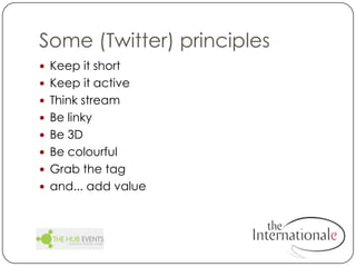 Some Twitter spaces to look athttp://twitter.com/SuffolkTShttp://twitter.com/KMCnetworkshttp://twitter.com/uknationalparkshttp://twitter.com/wolvesparkieshttp://twitter.com/natashabadhwarhttp://twitter.com/TuftsUniversity