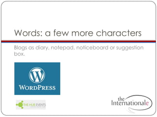 Some (Twitter) principlesKeep it shortKeep it activeThink streamBe linkyBe 3DBe colourfulGrab the tagand... add value