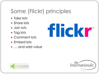 Pictures: my pix our pix	Flickr: social pictures, imageflow, slidestreams and groups