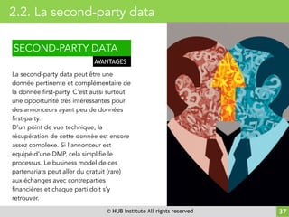 © HUB Institute All rights reserved 37
2.2. La second-party data
SECOND-PARTY DATA
AVANTAGES
La second-party data peut êtr...