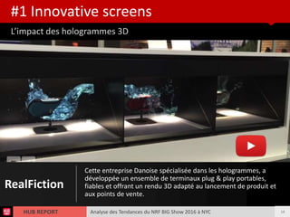 Analyse des Tendances du NRF BIG Show 2016 à NYCHUB REPORT
L’impact des hologrammes 3D
#1 Innovative screens
RealFiction
C...