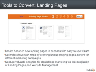 Assess & optimize blog posts for top search rankings & maximum social media distributionTools to Get Found: Blog SEOOptimize blogs posts based on automatic reviews that suggest optimizations for your target keywordsTools to Get Found: Social MediaHubFeedDashboard & Social Media Tools provide filterable views of the buzz on relevant topics from the leading social media outletsBlogosphereLinkedIn TwitterFacebookDelicious, Digg, Reddit, Sphinn Yahoo Answers & Yahoo Buzz Tap into alerts about your brand, industry or competition as they happen so you can: ListenContributeGain insights