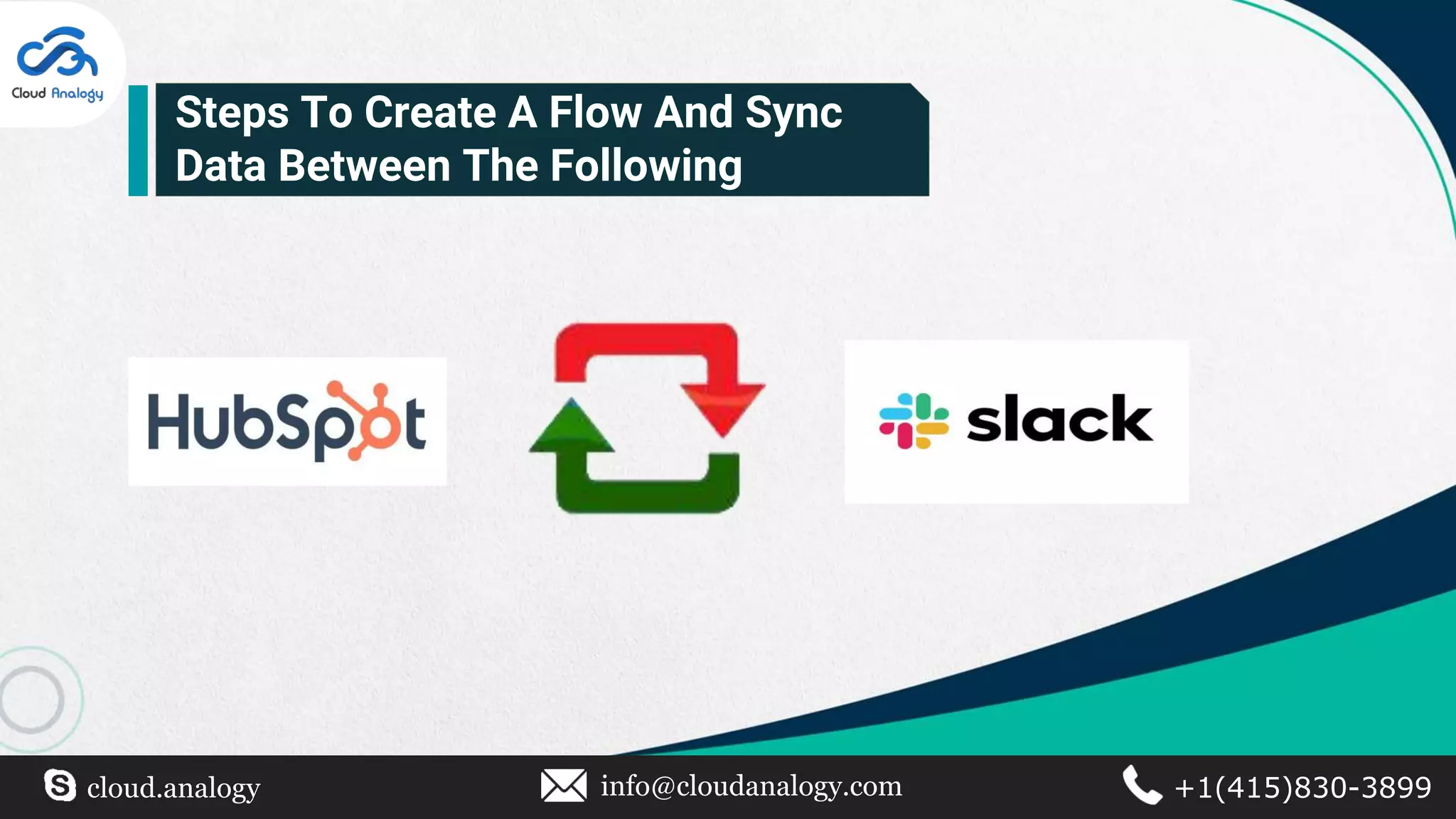 Steps To Create A Flow And Sync
Data Between The Following
cloud.analogy info@cloudanalogy.com +1(415)830-3899
 