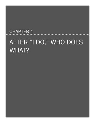 8

CHAPTER 1

AFTER “I DO,” WHO DOES
WHAT?

 