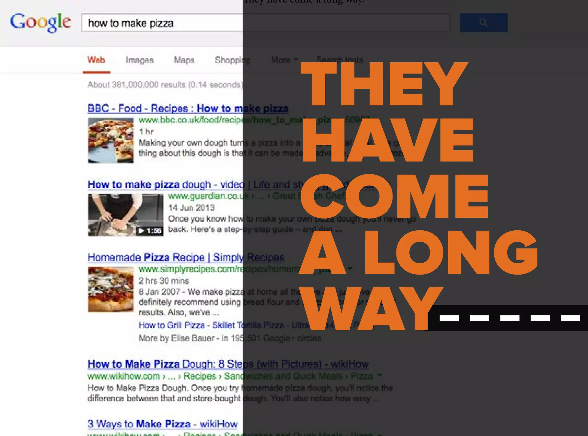 They have come a long way.
THEY
HAVE
COME
A LONG
WAY– – – – –
 