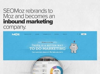 SEOMozrebrandsto
Mozandbecomesan
inboundmarketing
company.
 