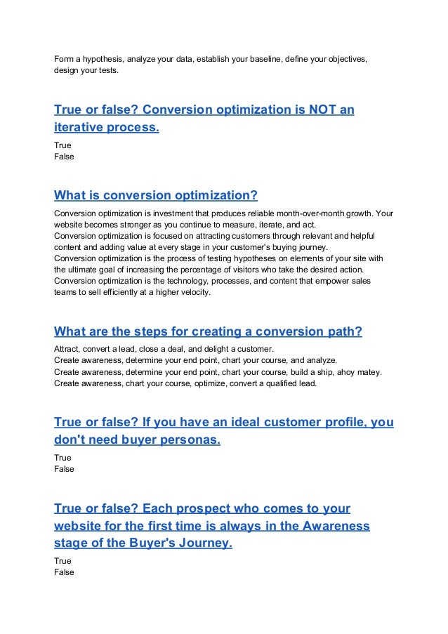 Hubspot Inbound Certification Test Answers