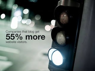 Companies that blog get "

      55% more
      website visitors.




43
                               SOURCE: HUBSPOT, 2010
 