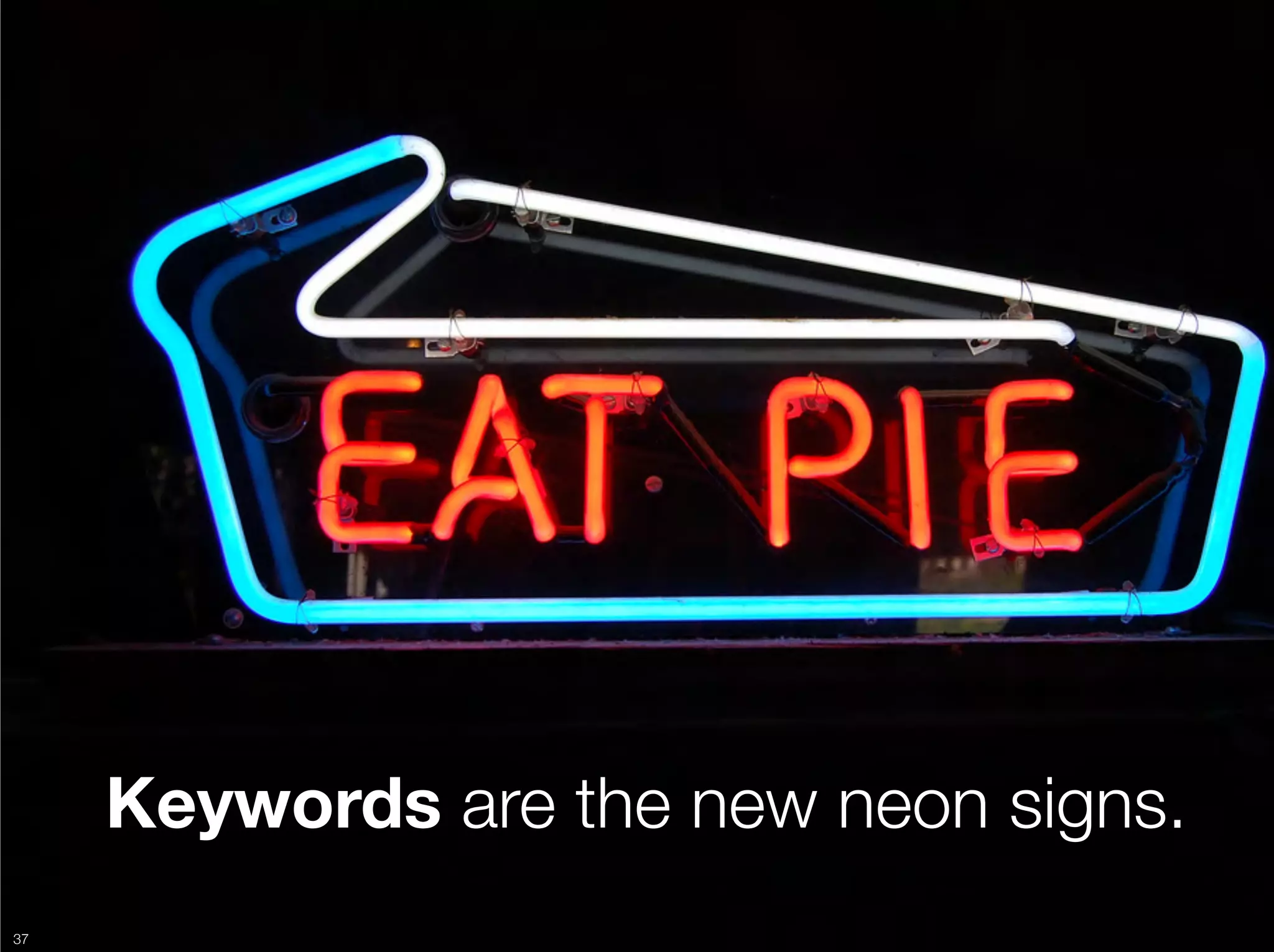 Keywords are the new neon signs.
37
 