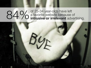84%
         of 25-34 year-olds have left "
         a favorite website because of "
         intrusive or irrelevant adve...