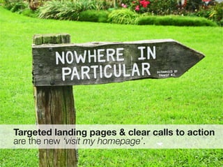 Targeted landing pages & clear calls to action "
      are the new ‘visit my homepage’.

36
 