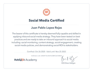 HubSpot Social Media Marketing Certification