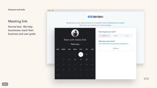 Scenario and tools
Meeting link
Normal text. We help
businesses reach their
business and user goals
 