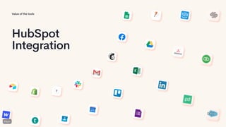 Value of the tools
HubSpot
Integration
 