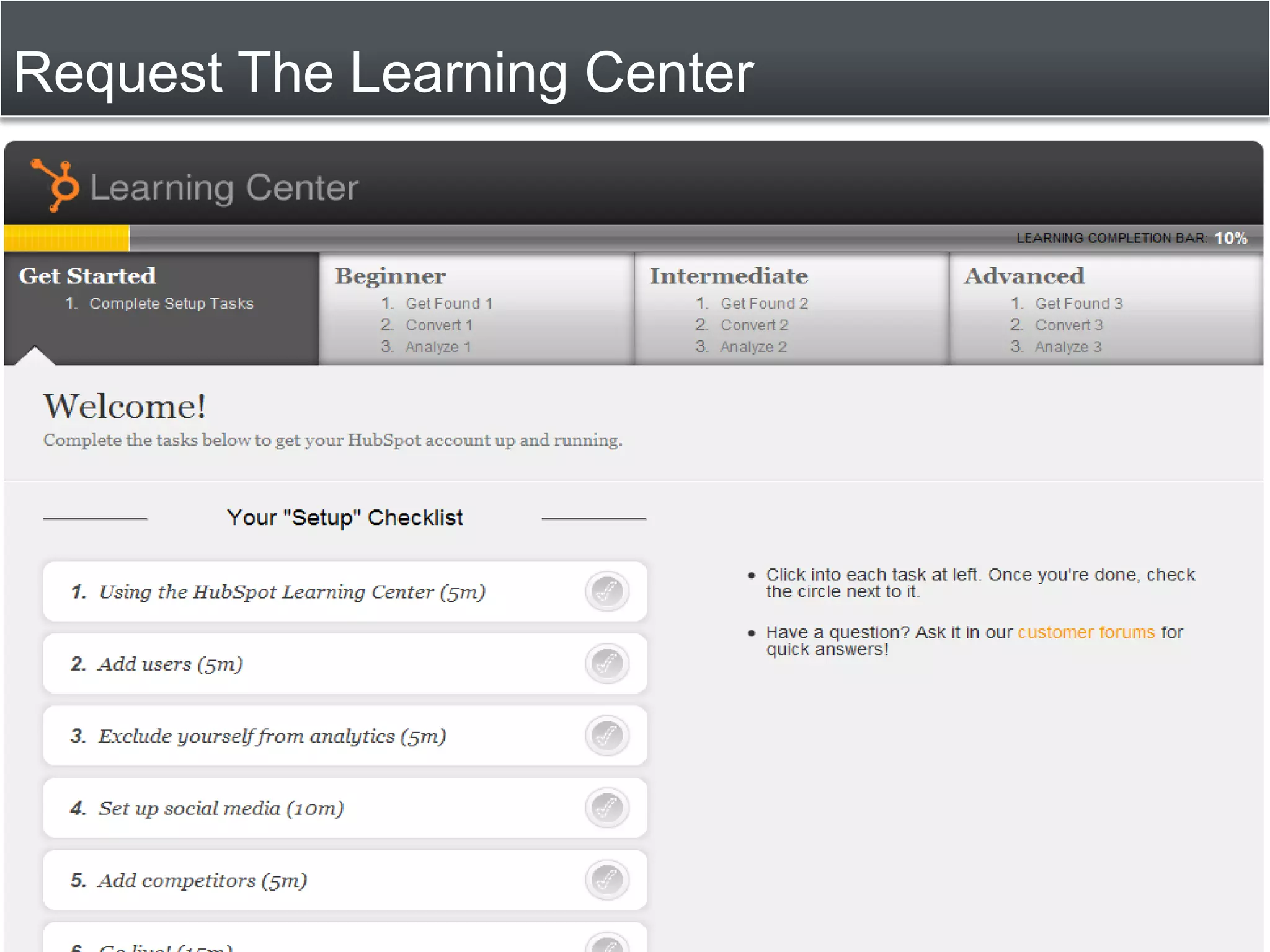 Request The Learning Center