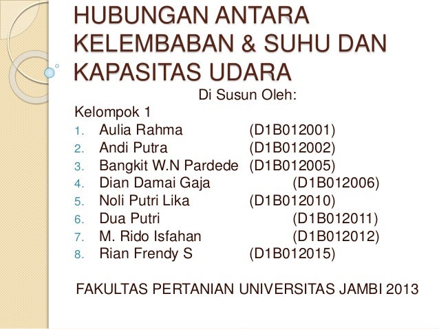Hubungan Antara Kelembaban Suhu Dan Kapasitas Udara