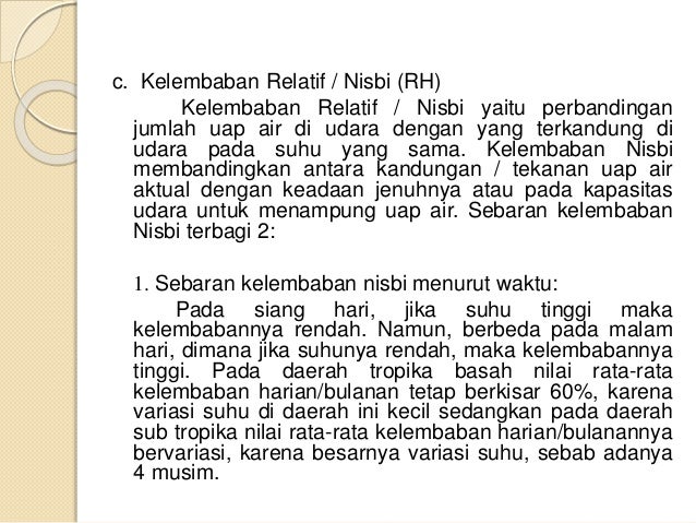 Hubungan Antara Kelembaban Suhu Dan Kapasitas Udara