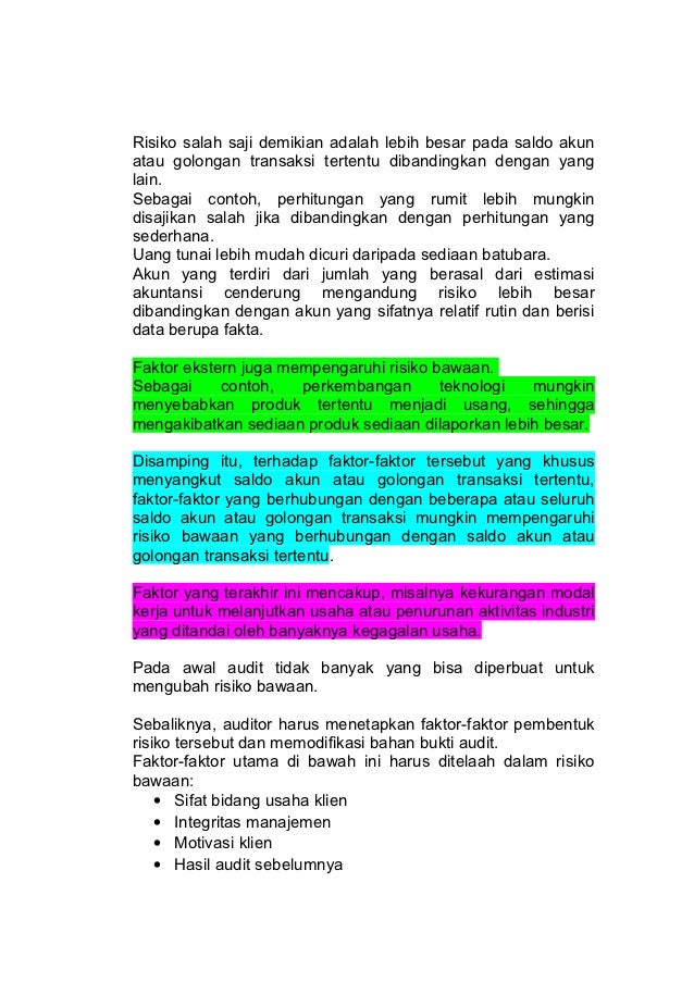 Hubungan antara materialitas, risiko audit dan bukti audit