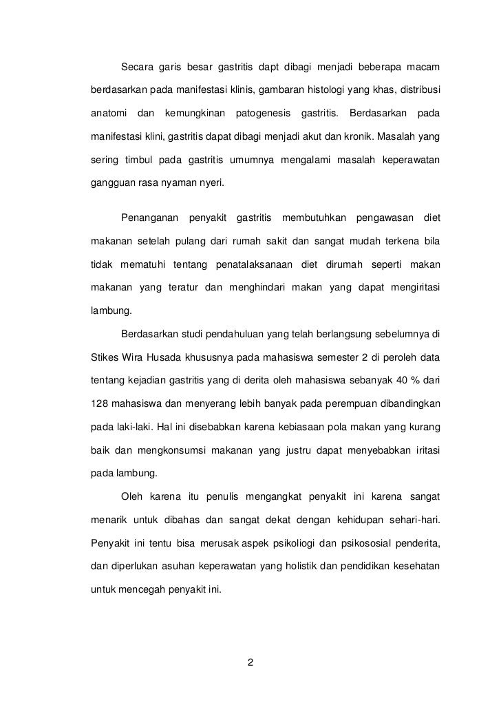 Hubungan antara pola makan dengan kejadian gastritis pada 