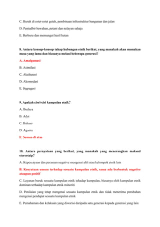 Soalan Dan Jawapan Hubungan Etnik Kuiz Past Year 2