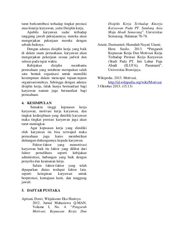 Hubungan motivasi, kepuasan kerja, dan displin kerja