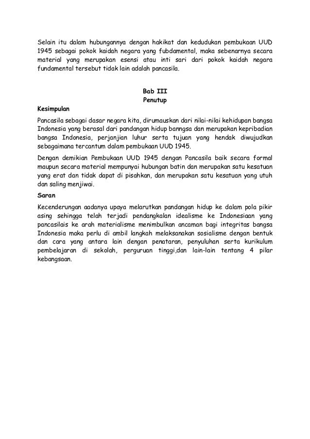 Hubungan pancasila dengan pembukaan uud 1945
