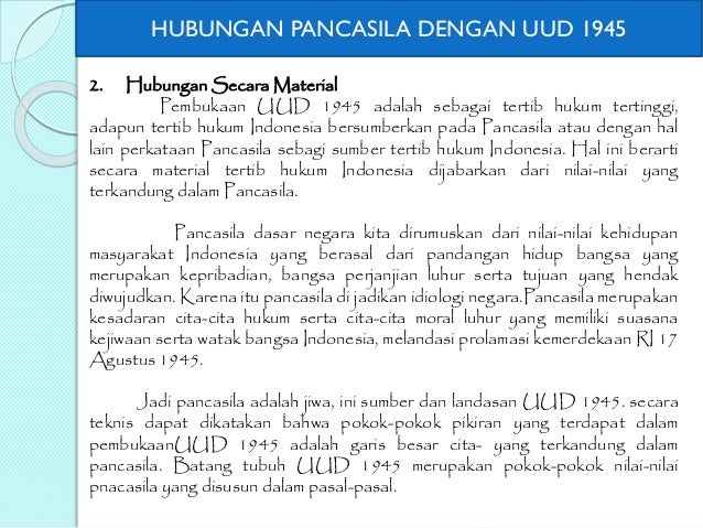 Hubungan pancasila dg uud Hubungan pancasila dg uud