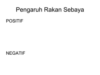 Pengaruh Rakan Sebaya
POSITIF
NEGATIF
 