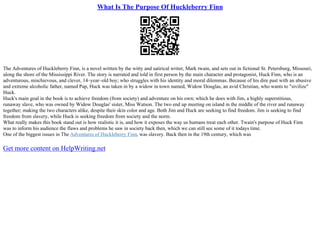Huck Finn Greed Analysis | PPT