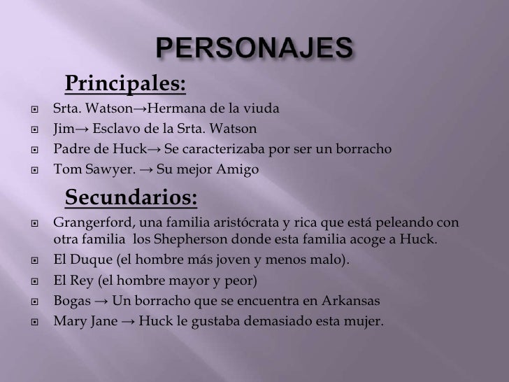 Las Aventuras De Tom Sawyer Personajes Principales Y Secundarios