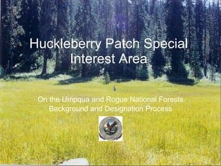 Huckleberry Patch Special Interest Area On the Umpqua and Rogue National Forests Background and Designation Process 
