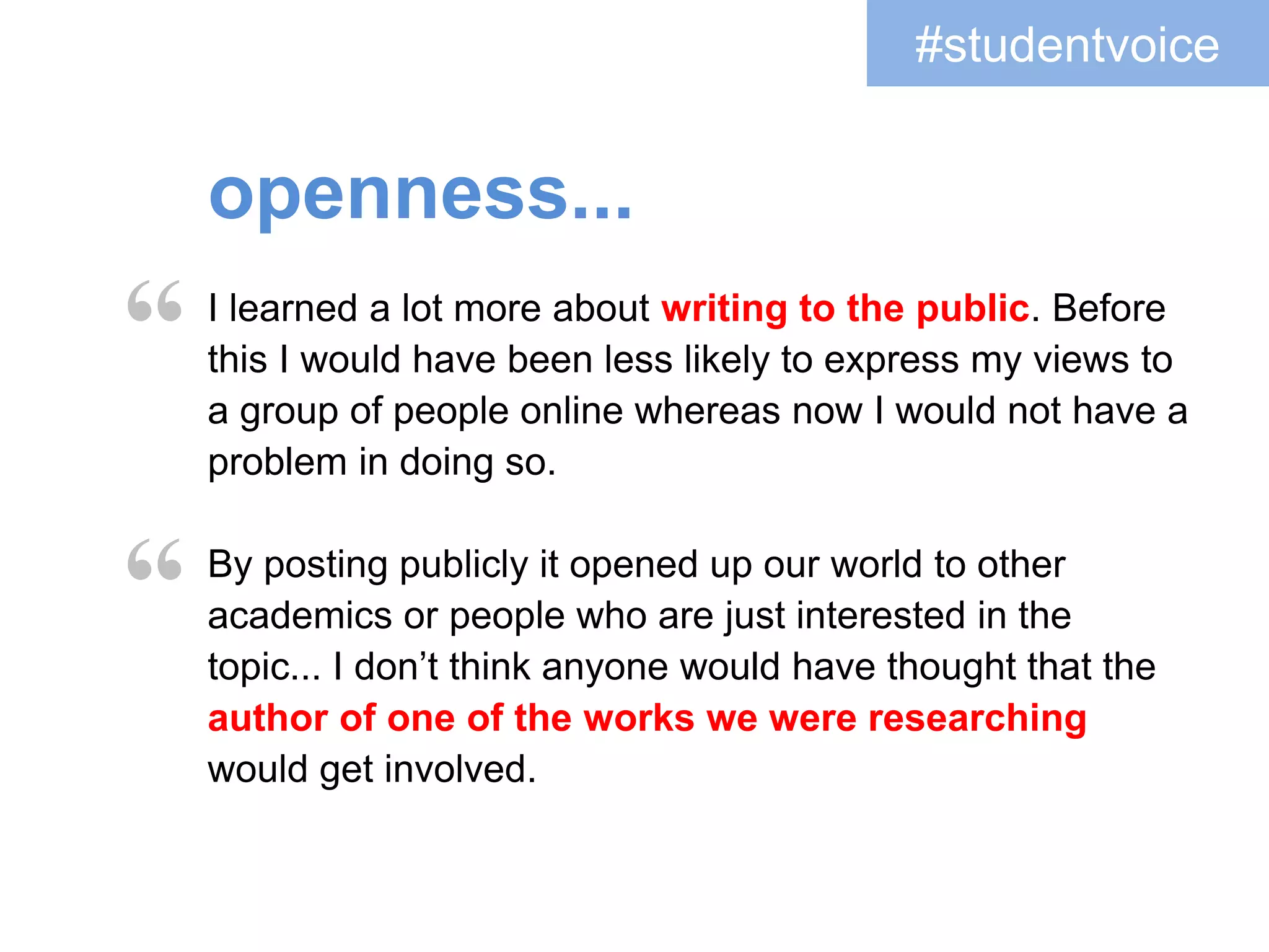 Individuals, students and educators,
can be nodes in a network.
Groups and learning communities
also can be nodes, e.g. via #hashtags.
 