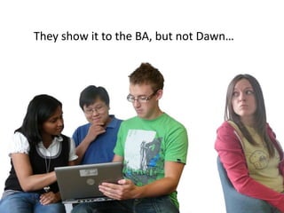 They show it to the BA, but not Dawn…
 